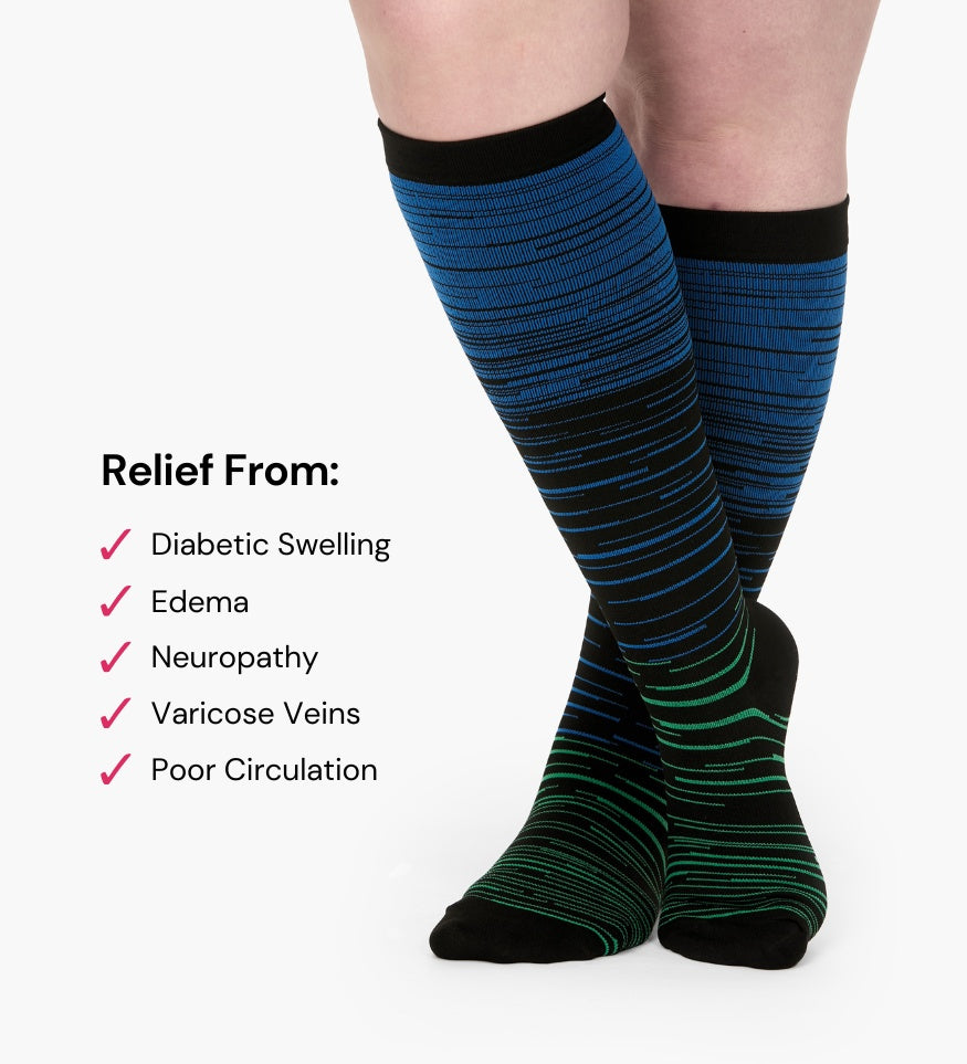 Everstride™ Advanced Wide Compression Socks For Pain Relief (Stripes)
